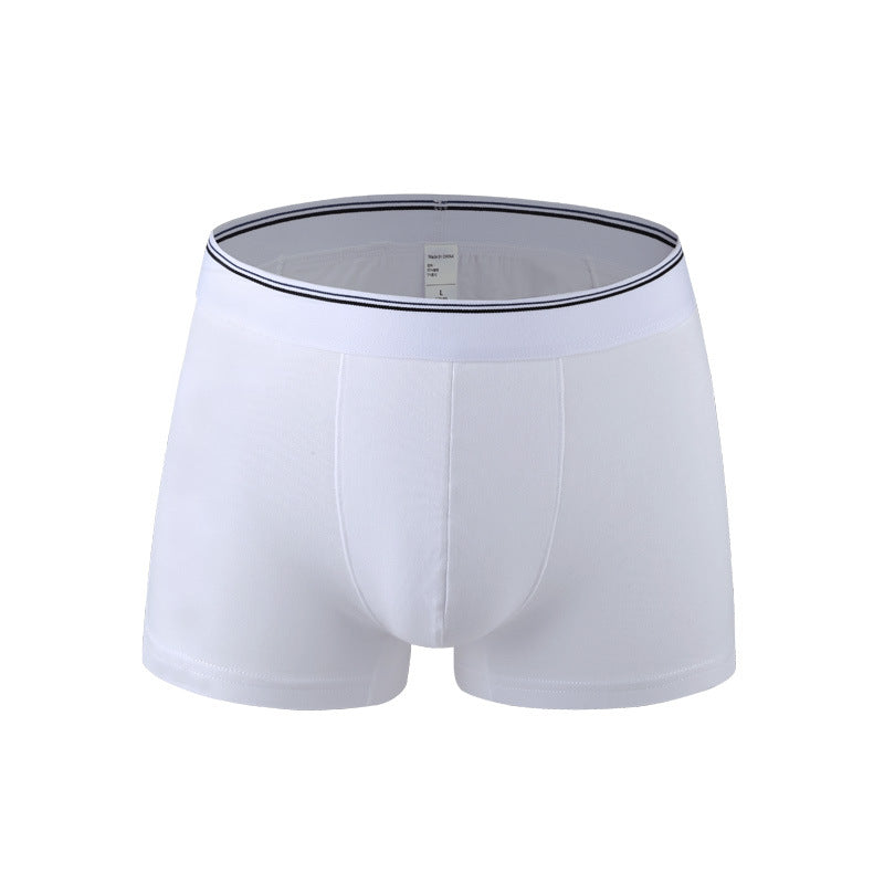 Men's Underwear Cotton White Briefs Men's Mid-Rise Breathable Boxer Knit Solid Color