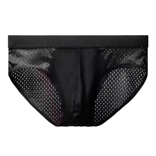 Men's ice silk briefs men's breathable mesh eyelet cool ultra-thin boys' bottoms pants trendy men's underwear shorts spot