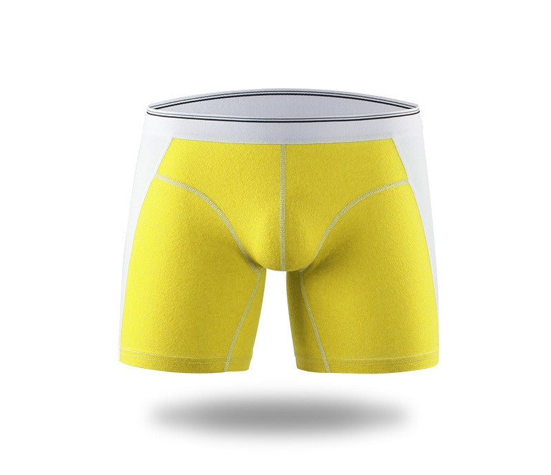 Men's sports lengthened boxer briefs men's contrast color anti-wear leg mid-waist men's underwear comfortable breathable youth men's underwear