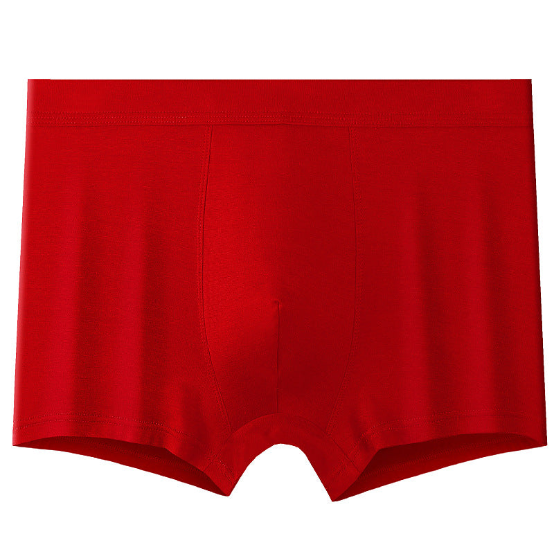 Men's boxer briefs modal high elastic large size sexy solid color boys seamless mid-waist shorts