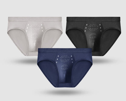 Modal underwear men's graphene mid-waist men's briefs men's particle massage pants men's elastic large size waistband