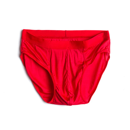 Men's Modal Briefs Boys U-Shaped Convex Bag Anti-Strangulation Low-Rise Solid Color Simple Shorts Head Slit Red