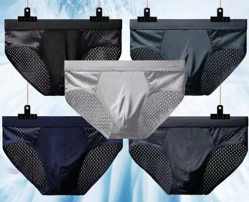 Summer men's ice silk underwear thin breathable briefs mesh boxer pants men's underwear